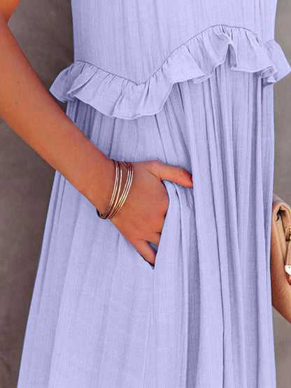 Ruffled Sleeveless Tiered Maxi Dress