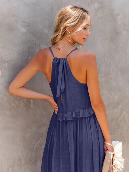 Ruffled Sleeveless Tiered Maxi Dress