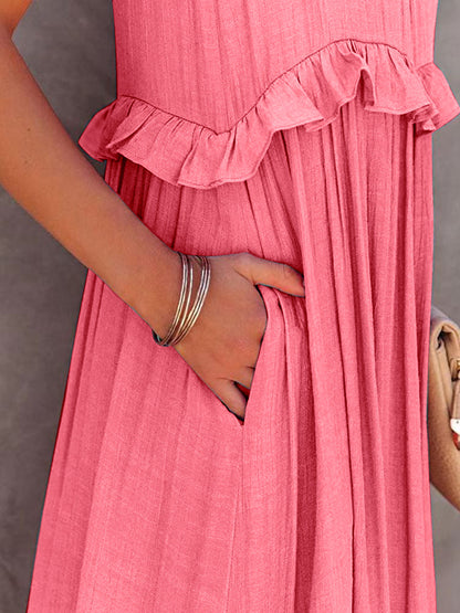 Ruffled Sleeveless Tiered Maxi Dress